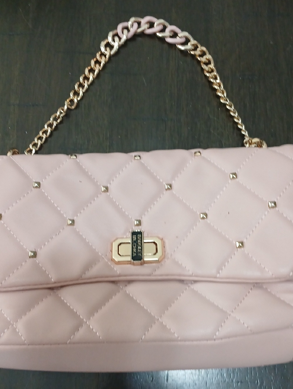 Badgley Mischka Quilted Pink Chain-Handle Shoulder Bag